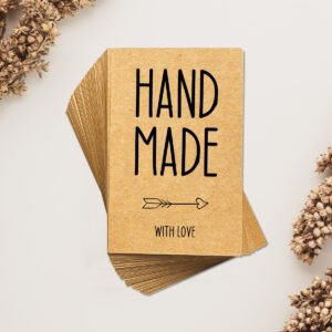 Handmade With Love Yazılı Kraft Teşekkür Kartı